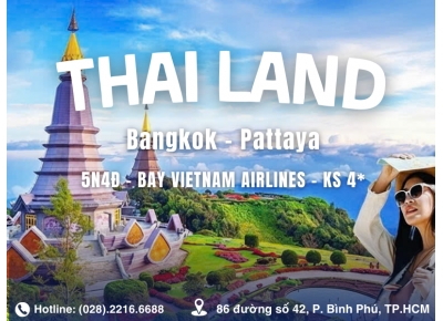 TOUR THÁI LAN: BANGKOK - PATTAYA -  BUFFET 86 TẦNG - VIETNAM AIRLINES
